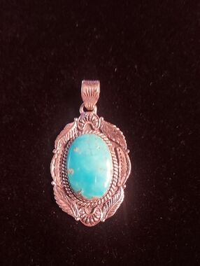 Sterling silver. 925 Turquoise Oval Pendant